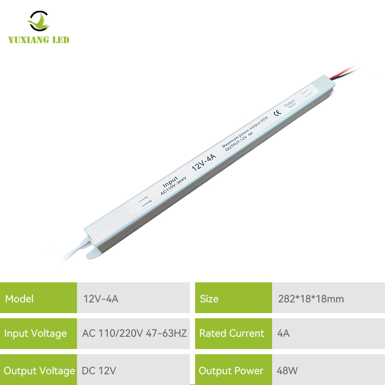 12V 4A 48W فضي ضيق للغاية رفيع للغاية مزود طاقة LED رفيع للغاية
