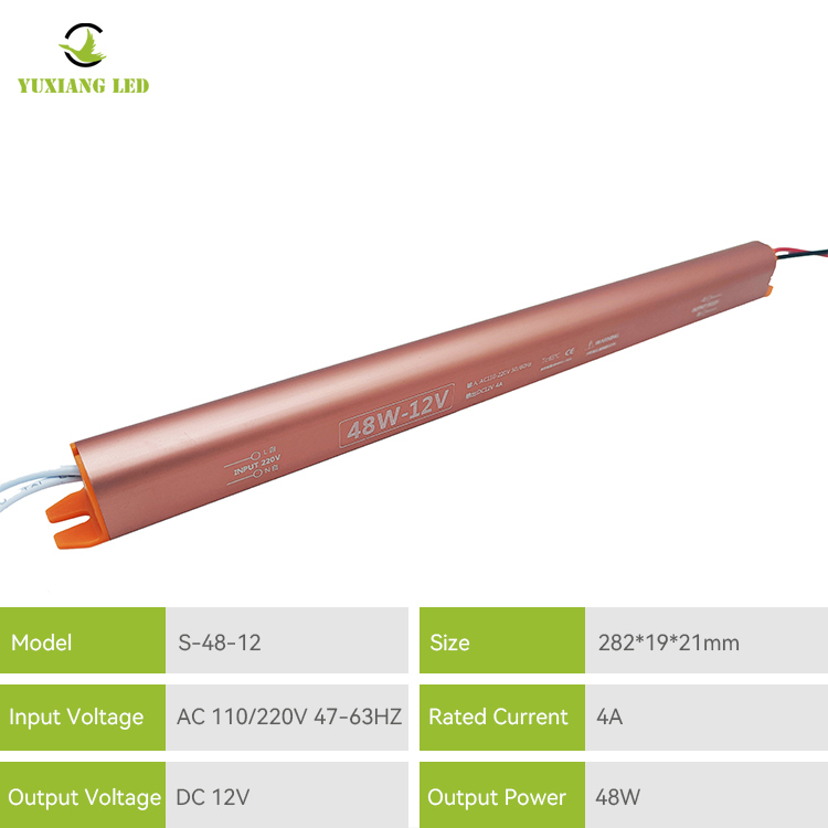 مصدر طاقة LED ذهبي فائق النحافة 12v4a