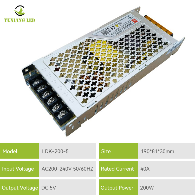 مصدر طاقة شاشة LED رفيعة للغاية AC/DC LDK-200-5