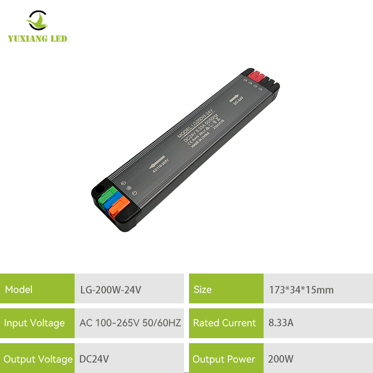 تيار مستمر 24V200W مصدر طاقة LED فائق النحافة