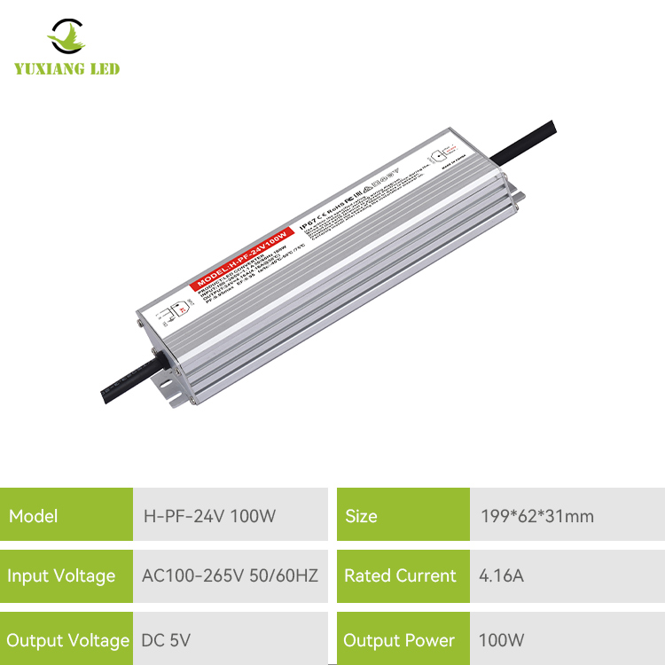 ارتفاع PF Ip67 24 فولت 100 واط مقاوم للماء LED التيار الكهربائي