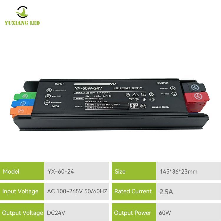 LED 24V 60W LED مصدر طاقة الإضاءة الخطية