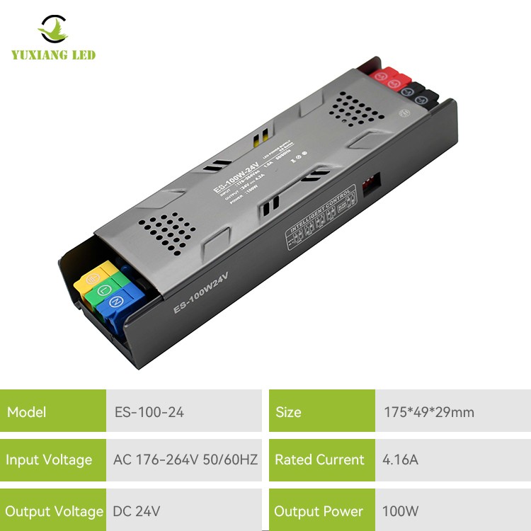 مصدر طاقة خطي LED قابل للتعتيم نصف وعاء موديل ES 24V 100W