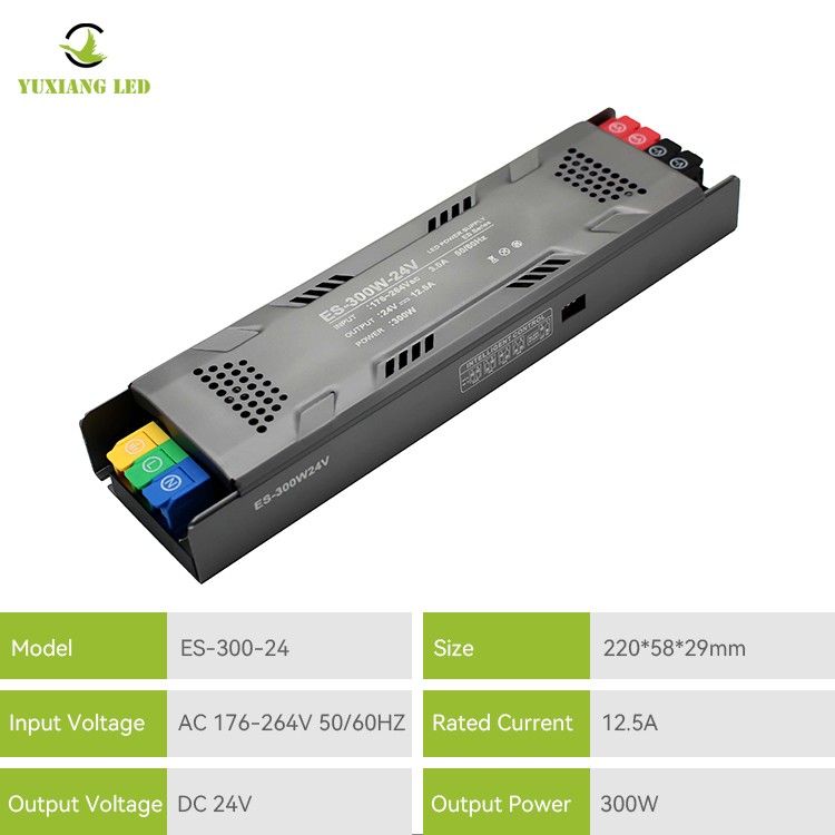 مصدر طاقة خطي LED قابل للتعتيم نصف وعاء موديل ES 24V 300W
