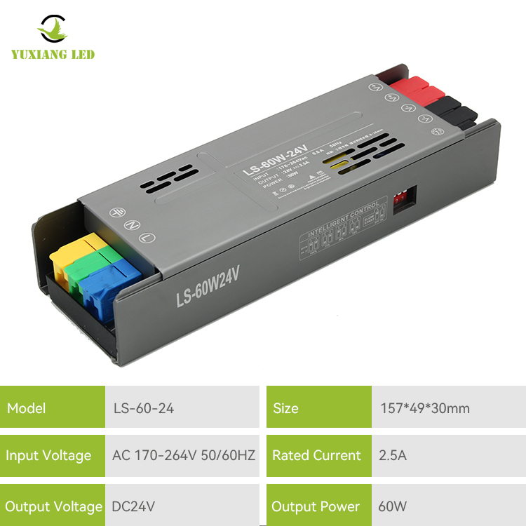 نموذج مطاطي شبه محفوظ بالطاقة الكاملة 24V60W مصدر طاقة الإضاءة الخطية